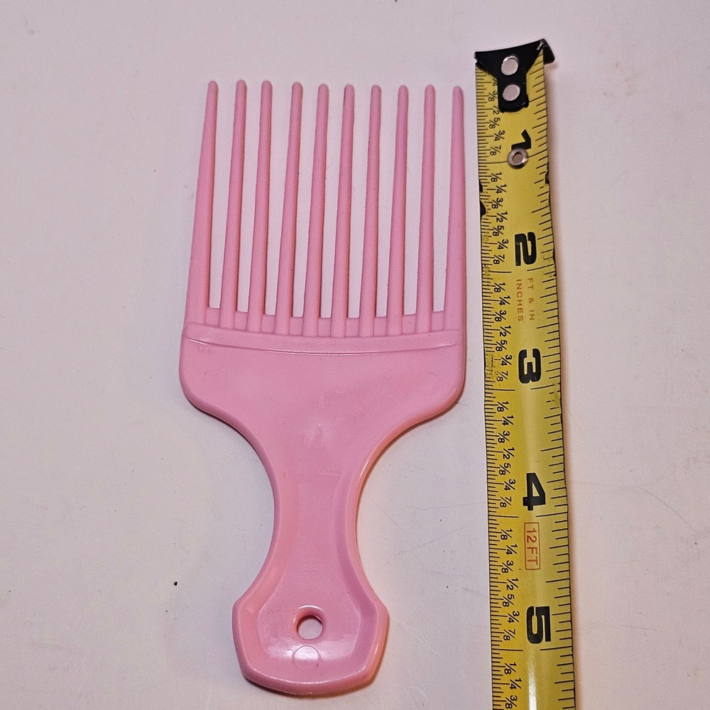 Vintage Pink Hair Pick Comb Wide Tooth Detangler Made in USA Retro Afro Lift - Picture 5 of 7
